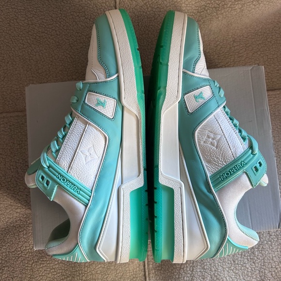 Louis Vuitton Trainer Sneakers 'Teal White'  - Tiffany Green - Size 11US, 10UK - Picture 12 of 15